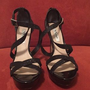 Size 10 Black Glitter Platform Pumps